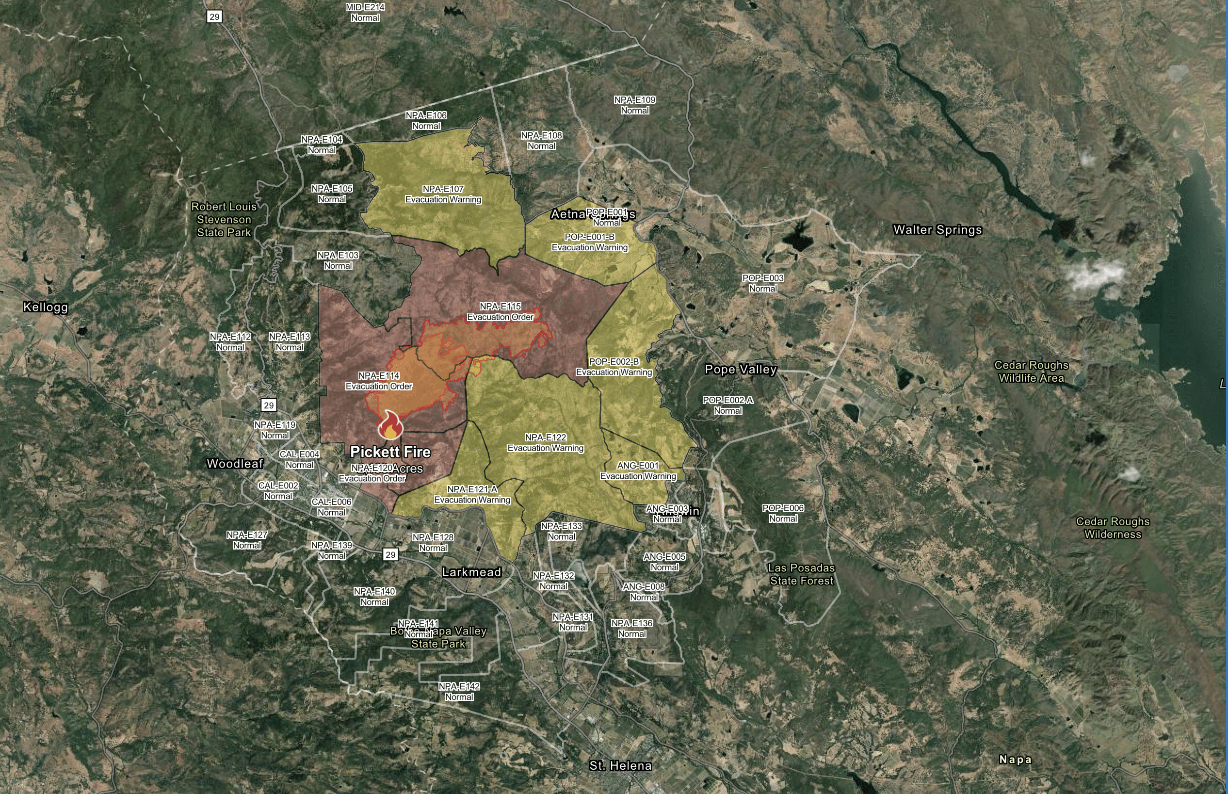 Pickett Fire Map Aug. 22 at 9:55 a.m.