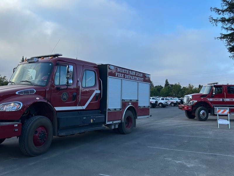 Dozens of fire engines from throughout California left base camp in Napa on Monday morning to fight the Pickett Fire. More than 200 engines were assigned to the fire as of Monday. Cal Fire's base camp was moved Sunday from Calistoga to Napa Valley Expo on Third Street in Napa to accommodate the emergency response, including 2,000-plus firefighters. Kerana Todorov photo