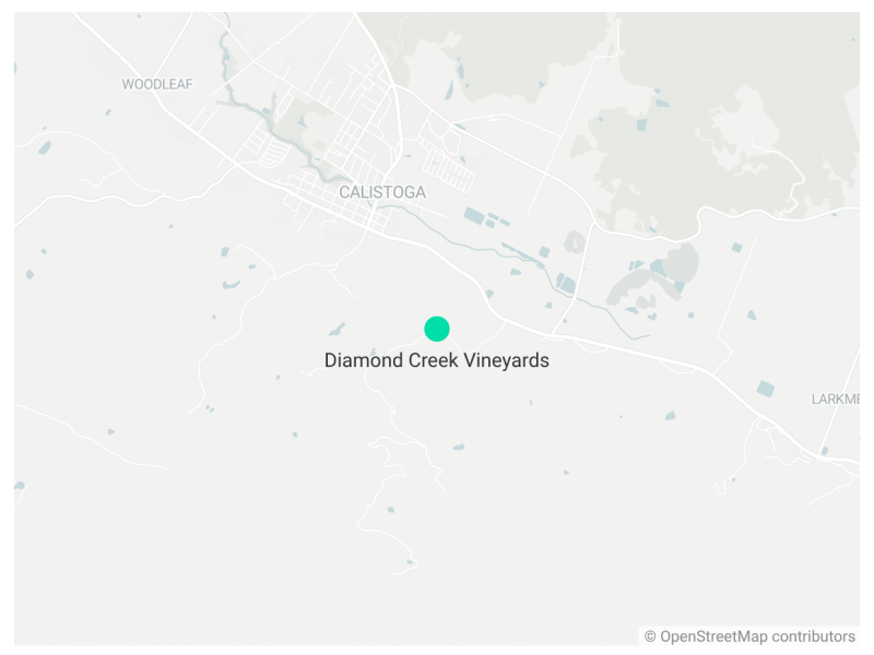 Mapped location of Diamond Creek Vineyards. Kerana Todorov graphic