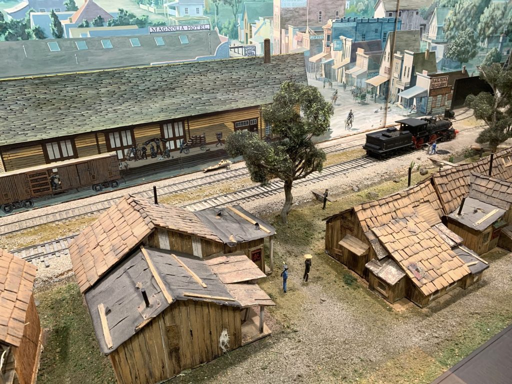 A diorama on display at the Sharpsteen Museum features Calistoga's Chinatown which was alongside the Southern Pacific Railroad Depot. The houses were torn down in the early 1900s. John McCormick photo