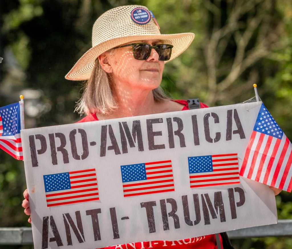 In Calistoga, a pro-America demonstrator. Clark James Mishler photo