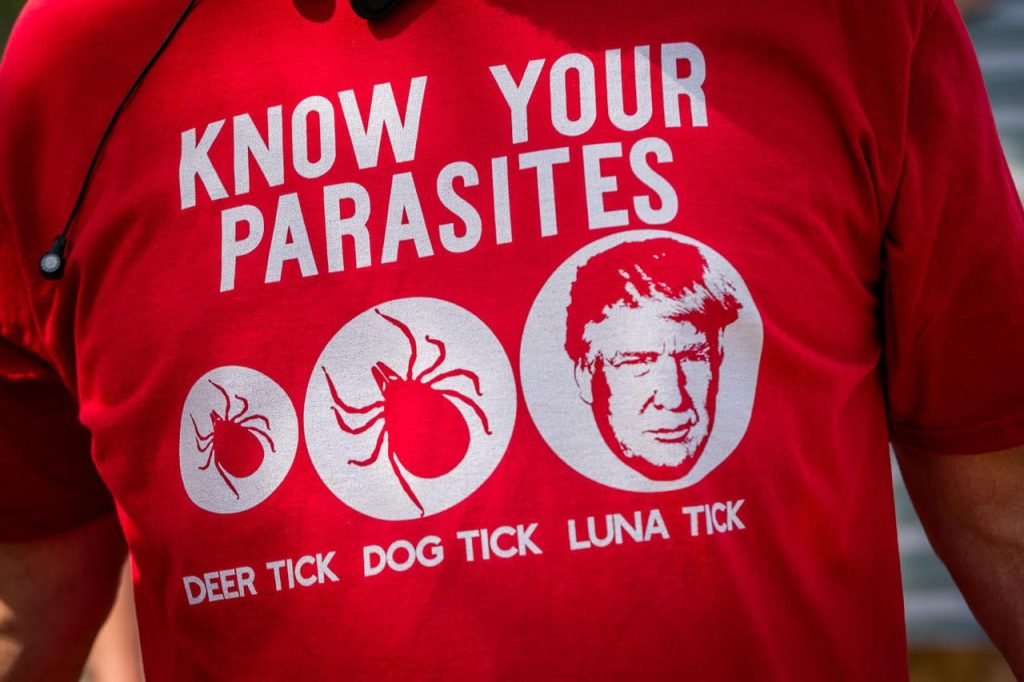 A tee-shirt carried a strong message from a "No Kings" demonstrator in Calistoga. Clark James Mishler photo