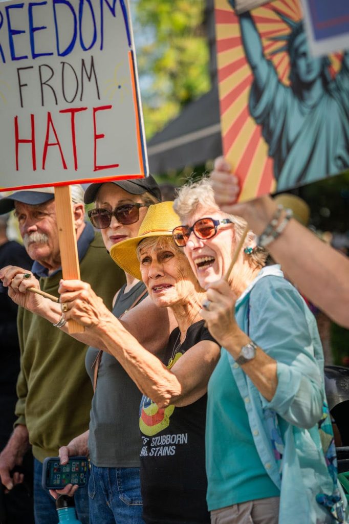 "No Kings" demonstrators in Calistoga on March 28. Clark James Mishler photo